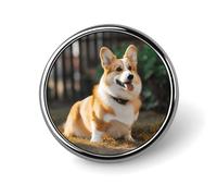 Round Dog Corgi Brooch Classic Mini Pin 1 Inch Aluminum Alloy Lapel Pin Personalized Button Badge for Backpack Hat Suit Jacket Clothing Decoration