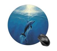 Round Dolphin in The Ocean Mouse Pad Non-Slip Rubber Base Waterproof Mouse Mat Travel Portable Gaming Mousepad for Office Work Home Computer Laptop Personalized Accessory