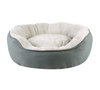 Round Donut Dog Bed - Plush High-Sided Washable Dog Bed with Water-Resistant Fabric & Non-Slip Base, Grey, 52x52cm