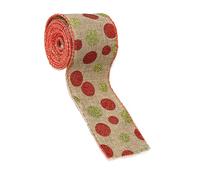 Round Dot Burlap Ribbon with Wire for Christmas Decorations Gift Wrapping 5Yards Sturdy Materials Christmas Tree Ribbon with Dots