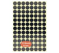 Round Dot Stickers,16mm Self Adhesive Dots 15 Pack Coloured Circle Labels Color Coding Labels for Marking Calendars DVDs School Books Art Crafts 1440 Dots Black
