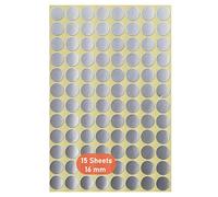 Round Dot Stickers,16mm Self Adhesive Dots 15 Pack Coloured Circle Labels Color Coding Labels for Marking Calendars DVDs School Books Art Crafts 1440 Dots Silver