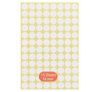 Round Dot Stickers,16mm Self Adhesive Dots 15 Pack Coloured Circle Labels Color Coding Labels for Marking Calendars DVDs School Books Art Crafts 1440 Dots White