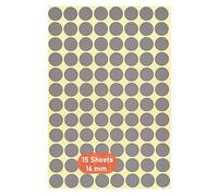 Round Dot Stickers,16mm Self Adhesive Dots 15 Pack Coloured Circle Labels Color Coding Labels for Marking Calendars DVDs School Books Art Crafts 1440 Dots Grey