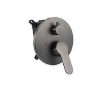 Round Double-Function Two-in and Two-Out Bath Mixing Valve, Hidden Accessories in The Wall, Pre-Embedded Box Shower(Matte Black)