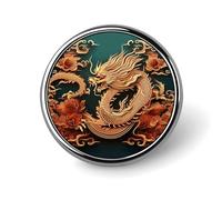 Round Dragon Chinese Background Lapel Pin Metal Custom Pins Personalized Decoration Lapel Badge Small Brooch Hat Shirt Tie Sweater Clothes Accessories Decoration for Men Women