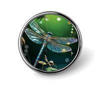 Round Dragonfly Green Lapel Pin Metal Brooch Personalized Novelty Pin Cute Button Badge Safety Pin Fashion Jewelry Accessories Gift for Clothes Hat Backpack Bag