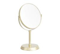 Round Dressing Table Mirror, Tabletop Mount - 1X/5X Magnification, 7.2x4.92x11.81 Inch, Gold