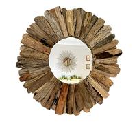 Round Driftwood Mirror 40cm Vintage Rustic Natural Frame Bathroom Art Wall Decor