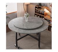 Round Drop-Leaf Dining Table with Wheels - 120cm Extendable Folding Kitchen Table for Home & Restaurant, Gray Space-Saving Design, Portable & Stylish