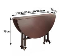 Round Drop Leaf Dining Table with Wheels - Collapsible 100cm Wooden Kitchen & Office Desk Space-Saving Folding Table for Dining Small Spaces Modern Design