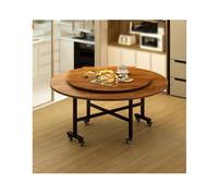 Round Drop Leaf Folding Dining Table - Extendable Flip-Top Kitchen Desk with Locking Wheels - Space-Saving Design for Small Areas - Perfect for Dining Work and Study (100cm Wood)