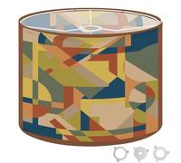 Round Drum Light Shade Abstract Geometric Bold Shapes Warm Tones Large Lampshades for Ceiling Lights Table Floor Lamps Easy Assembly Replacement Lamp Shades Spider Fitter