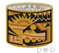 Round Drum Light Shade Abstract Geometric Design Bold Shapes Warm Tones Large Lampshades for Ceiling Lights Table Floor Lamps Easy Assembly Replacement Lamp Shades Spider Fitter