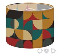 Round Drum Light Shade Abstract Geometric Shapes Bold Colors Curved Lines Large Lampshades for Ceiling Lights Table Floor Lamps Easy Assembly Replacement Lamp Shades Spider Fitter