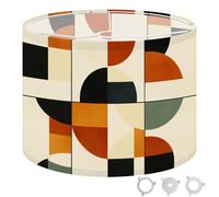 Round Drum Light Shade Abstract Geometric Shapes Bold Earth Tones Black Large Lampshades for Ceiling Lights Table Floor Lamps Easy Assembly Replacement Lamp Shades Spider Fitter