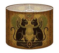 Round Drum Light Shade Ancient Egyptian Cats Wings Hieroglyphic Patterns Large Lampshades for Ceiling Lights Table Floor Lamps Easy Assembly Replacement Lamp Shades Spider Fitter