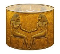 Round Drum Light Shade Ancient Egyptian Symbol Unity Two Figures Holding Hands Golden Relief Large Lampshades for Ceiling Lights Table Floor Lamps Easy Assembly Replacement Lamp Shades Spider Fitter