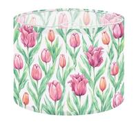 Round Drum Light Shade Beautiful Module Seamless Stylized Botany Multicolored Tulips White Large Lampshades for Ceiling Lights Table Floor Lamps Easy Assembly Replacement Lamp Shades Spider Fitter