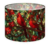 Round Drum Light Shade Cardinal Stained Glass Window Suncatcher Bird Mother s Day Christmas Large Lampshades for Ceiling Lights Table Floor Lamps Easy Assembly Replacement Lamp Shades Spider Fitter