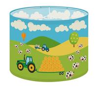 Round Drum Light Shade Cartoon Farm Landscape Cows Tractors Hay Bales Hot Air Balloon Large Lampshades for Ceiling Lights Table Floor Lamps Easy Assembly Replacement Lamp Shades Spider Fitter