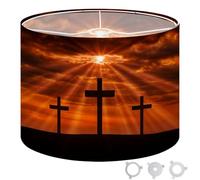 Round Drum Light Shade Christ Cross Dramatic ski Sunset Golgotha Mountain Large Lampshades for Ceiling Lights Table Floor Lamps Easy Assembly Replacement Lamp Shades Spider Fitter