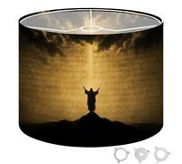 Round Drum Light Shade Christ Mount Old Prophecy Christian Gifts Large Lampshades for Ceiling Lights Table Floor Lamps Easy Assembly Replacement Lamp Shades Spider Fitter