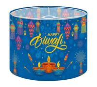 Round Drum Light Shade Colorful Diwali Celebration Lanterns Fireworks Traditional Oil Lamps Large Lampshades for Ceiling Lights Table Floor Lamps Easy Assembly Replacement Lamp Shades Spider Fitter