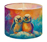 Round Drum Light Shade Colorful Pair Penguins Snowy Vibrant Hues Large Lampshades for Ceiling Lights Table Floor Lamps Easy Assembly Replacement Lamp Shades Spider Fitter