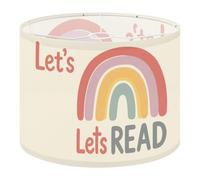 Round Drum Light Shade Colorful Rainbow Playful Let s Read Message for Kids Large Lampshades for Ceiling Lights Table Floor Lamps Easy Assembly Replacement Lamp Shades Spider Fitter