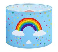 Round Drum Light Shade Colorful Rainbow Stars Raindrops Blue Sky Large Lampshades for Ceiling Lights Table Floor Lamps Easy Assembly Replacement Lamp Shades Spider Fitter