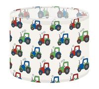 Round Drum Light Shade Colorful Tractor Red Green Blue Yellow Tractors Beige Large Lampshades for Ceiling Lights Table Floor Lamps Easy Assembly Replacement Lamp Shades Spider Fitter