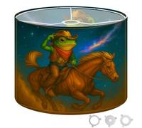 Round Drum Light Shade Cowboy Frog Riding Horse Cosmic Landscape Large Lampshades for Ceiling Lights Table Floor Lamps Easy Assembly Replacement Lamp Shades Spider Fitter