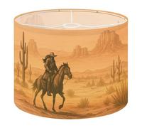 Round Drum Light Shade Cowboy Riding Horse Desert Landscape Cactus Mountain View Large Lampshades for Ceiling Lights Table Floor Lamps Easy Assembly Replacement Lamp Shades Spider Fitter