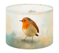 Round Drum Light Shade Cute Cartoon Robin Bird Soft Orange Brown Feathers Large Lampshades for Ceiling Lights Table Floor Lamps Easy Assembly Replacement Lamp Shades Spider Fitter