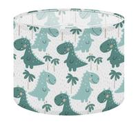 Round Drum Light Shade Cute Dinosaur Palm Trees Green Teal Cartoon Style Large Lampshades for Ceiling Lights Table Floor Lamps Easy Assembly Replacement Lamp Shades Spider Fitter