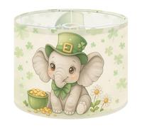 Round Drum Light Shade Cute Elephant Leprechaun Hat Gold Coins St Patrick s Day Large Lampshades for Ceiling Lights Table Floor Lamps Easy Assembly Replacement Lamp Shades Spider Fitter