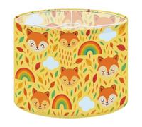 Round Drum Light Shade Cute Fox Rainbow Cloud Falling Leaf Seamless Autumn Large Lampshades for Ceiling Lights Table Floor Lamps Easy Assembly Replacement Lamp Shades Spider Fitter