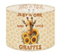 Round Drum Light Shade Cute Giraffe Sunflowers Just Girl Who Loves Giraffes Text Large Lampshades for Ceiling Lights Table Floor Lamps Easy Assembly Replacement Lamp Shades Spider Fitter