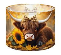 Round Drum Light Shade Cute Highland Cow Baby Rustic Farmhouse Sunflower Bedroom Bathroom Large Lampshades for Ceiling Lights Table Floor Lamps Easy Assembly Replacement Lamp Shades Spider Fitter