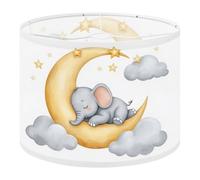 Round Drum Light Shade Cute Little Elephant Sleeps Moon Watercolor Drawn illustrationl White Large Lampshades for Ceiling Lights Table Floor Lamps Easy Assembly Replacement Lamp Shades Spider Fitter