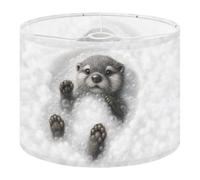 Round Drum Light Shade Cute Otter Bubble Bath Adorable Expression Large Lampshades for Ceiling Lights Table Floor Lamps Easy Assembly Replacement Lamp Shades Spider Fitter