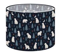 Round Drum Light Shade Cute Polar Bears Pine Trees Crescent Moons Winter Night Large Lampshades for Ceiling Lights Table Floor Lamps Easy Assembly Replacement Lamp Shades Spider Fitter