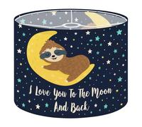Round Drum Light Shade Cute Sloth Sleeping Crescent Moon Stars I Love You to Moon Back Text Large Lampshades for Ceiling Lights Table Floor Lamps Easy Assembly Replacement Lamp Shades Spider Fitter