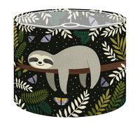 Round Drum Light Shade Cute Sloth Sleeping Tree Branch Butterflies Tropical Leaves Large Lampshades for Ceiling Lights Table Floor Lamps Easy Assembly Replacement Lamp Shades Spider Fitter