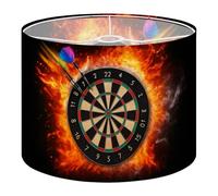 Round Drum Light Shade Dartboard Flaming Arrows Fire Large Lampshades for Ceiling Lights Table Floor Lamps Easy Assembly Replacement Lamp Shades Spider Fitter