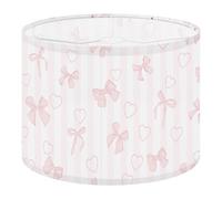 Round Drum Light Shade Different Pink Bows Striped Seamless for Girl Coquette Decor Large Lampshades for Ceiling Lights Table Floor Lamps Easy Assembly Replacement Lamp Shades Spider Fitter
