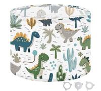 Round Drum Light Shade Dinosaur Baby boy Seamless Sweet Dino Palm Cactus Scandinavian Cute Large Lampshades for Ceiling Lights Table Floor Lamps Easy Assembly Replacement Lamp Shades Spider Fitter
