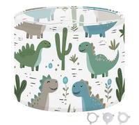 Round Drum Light Shade Dinosaur Baby boy Seamless Sweet Dino Palm Cactus Scandinavian Cute Large Lampshades for Ceiling Lights Table Floor Lamps Easy Assembly Replacement Lamp Shades Spider Fitter