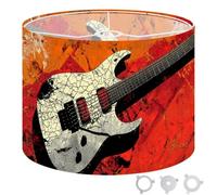 Round Drum Light Shade Distressed Electric Guitar Bold Orange Tones Large Lampshades for Ceiling Lights Table Floor Lamps Easy Assembly Replacement Lamp Shades Spider Fitter